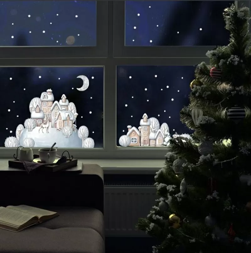 Уникальные новогодние наклейки на окна и стены 5
